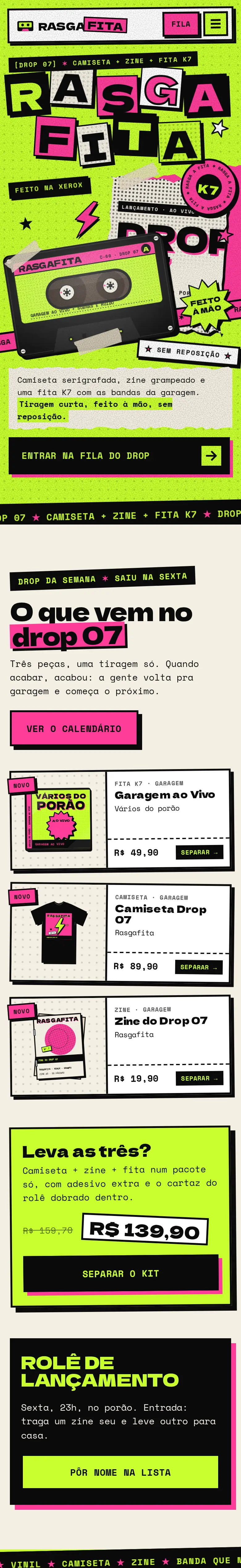 O site RASGAFITA no celular, rolando