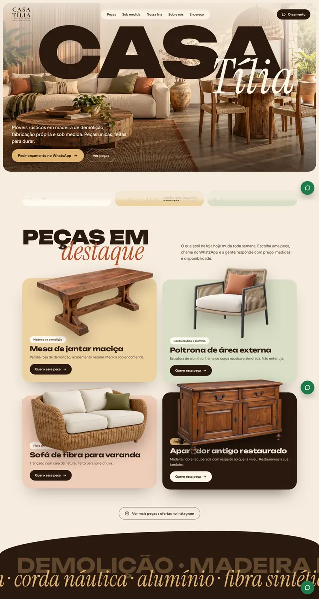 Casa Tília Móveis: início