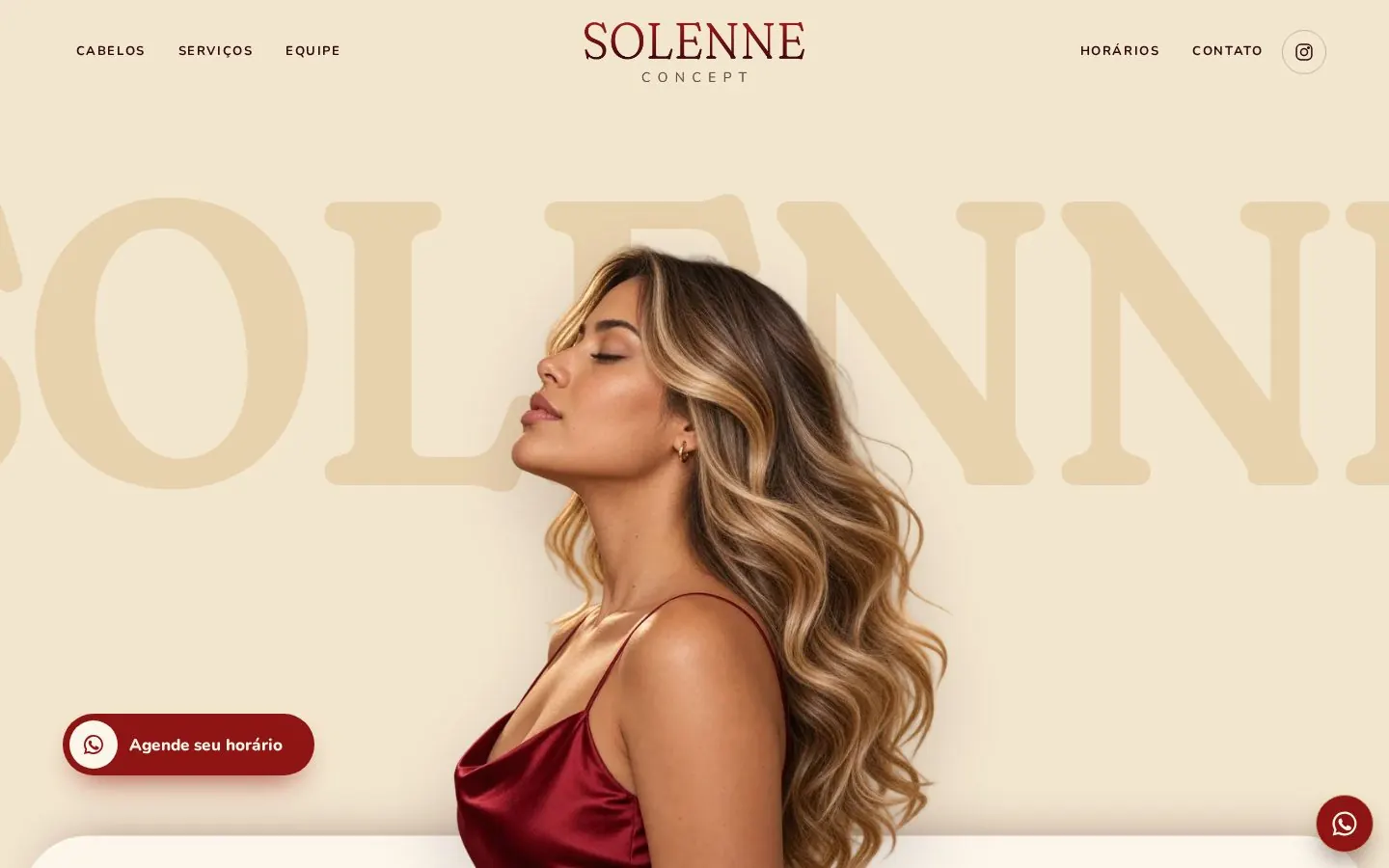 O site Solenne Concept no computador