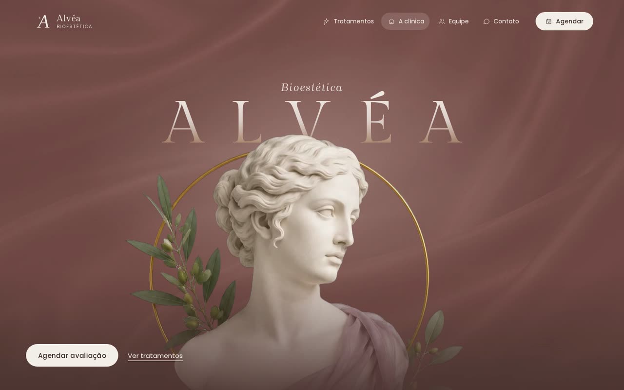 A primeira tela do site Alvéa Bioestética