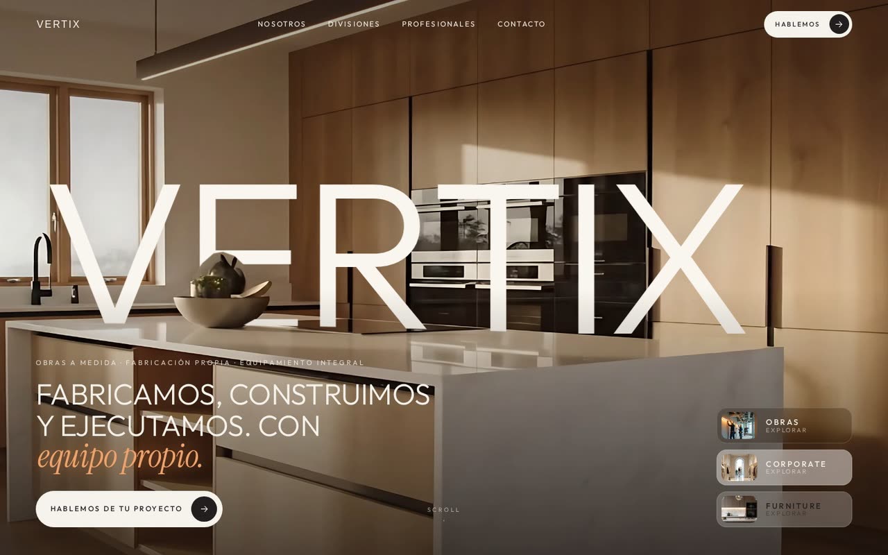 A primeira tela do site VERTIX